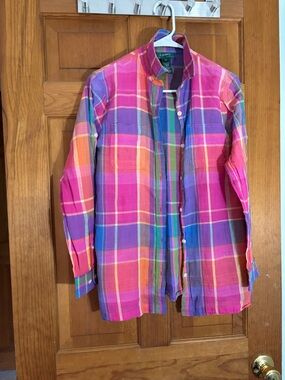 Lauren Ralph Lauren Multicolor Plaid Button-Up Shirt - Pink/Orange/Purple/Green